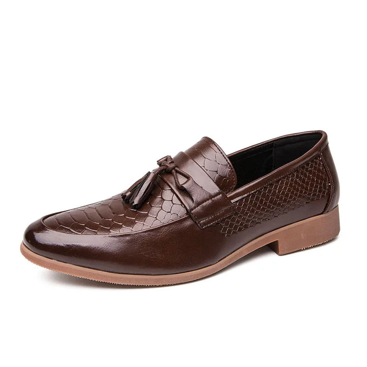 Men's Crocodile Print Leather Loafers | Stylish Slip-On Casual Shoes