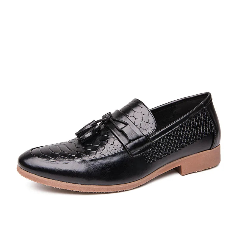 Men's Crocodile Print Leather Loafers | Stylish Slip-On Casual Shoes