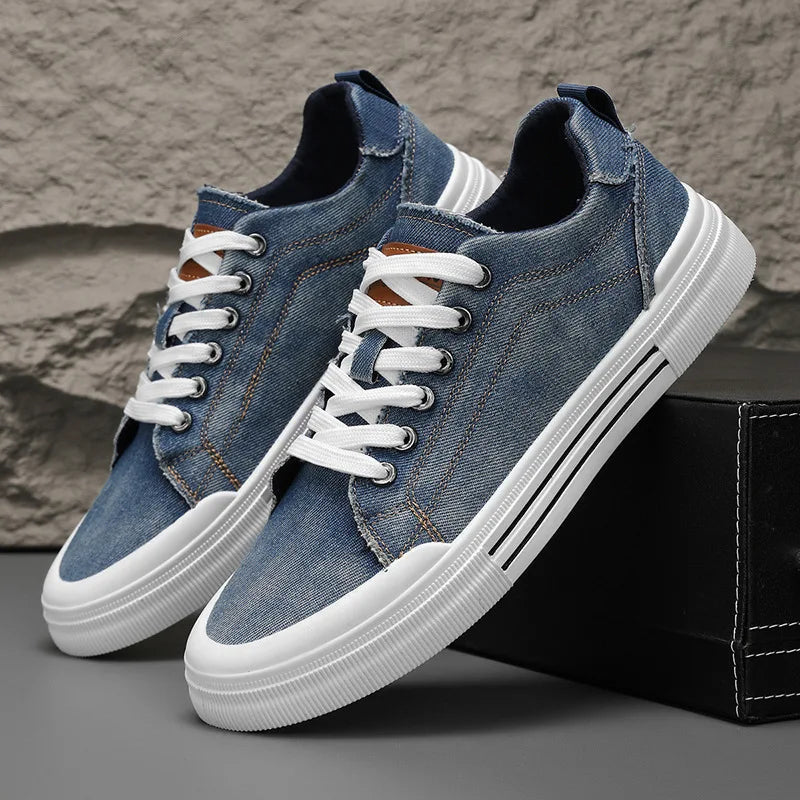 Men's Denim Low-Top Sneakers | Stylish All-Day Comfort Fit 0