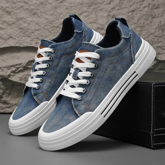 Men's Denim Low-Top Sneakers | Stylish All-Day Comfort Fit 0