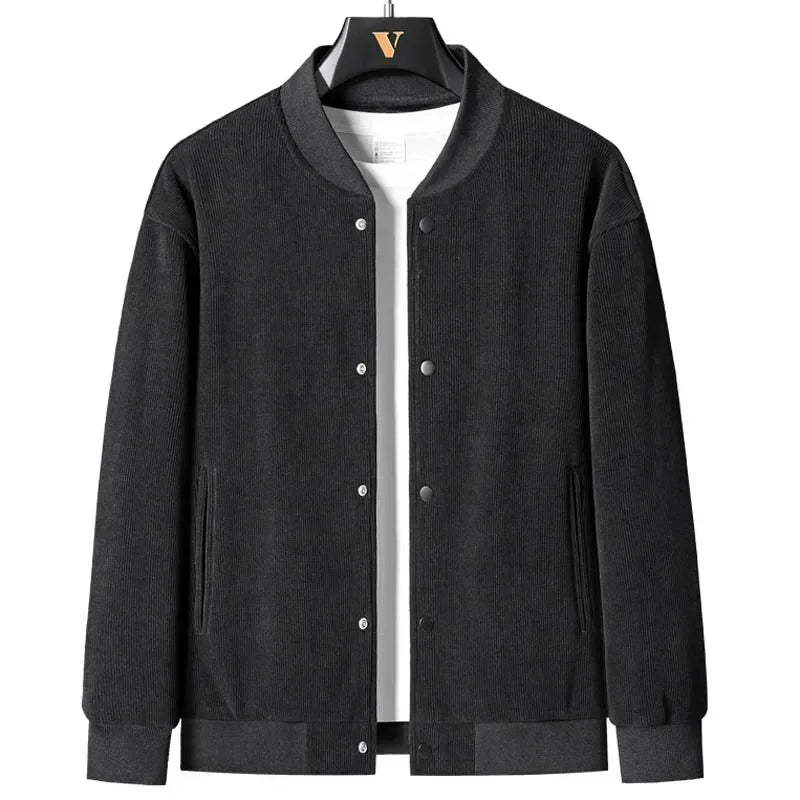Men's structured varsity jacket with windproof placket