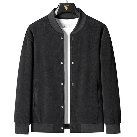 Men's structured varsity jacket with windproof placket