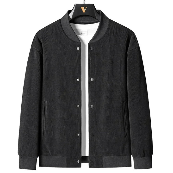 Men's structured varsity jacket with windproof placket