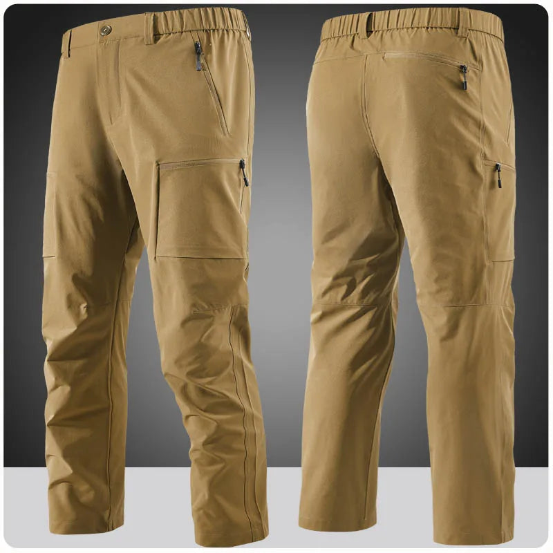 Men's durable multi-pocket cargo pants with straight-leg fit