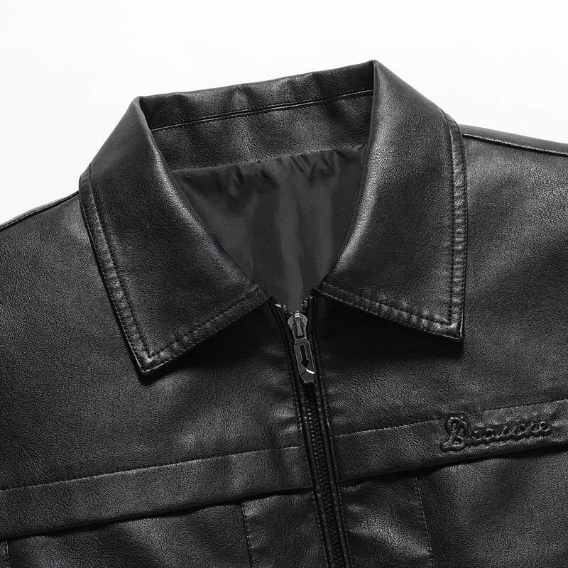 Men's Faux Leather Biker Jacket | Oversized Casual Streetwear Fit 5