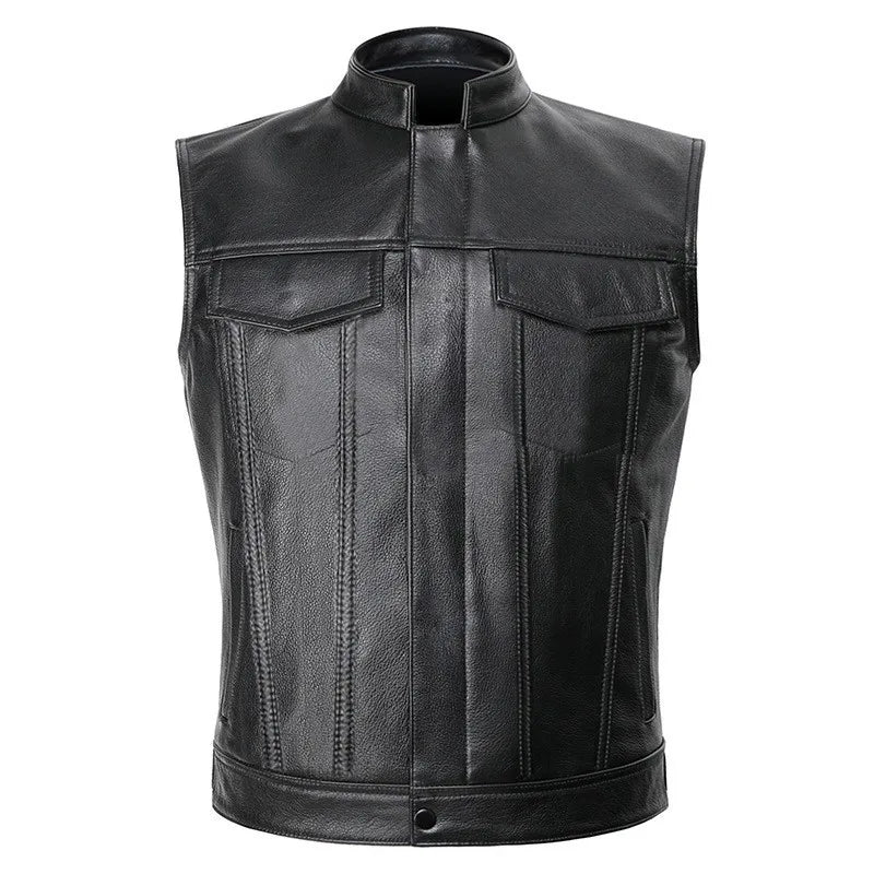 Men's Faux Leather Motorcycle Vest | Stylish Autumn Winter Biker Design 1
