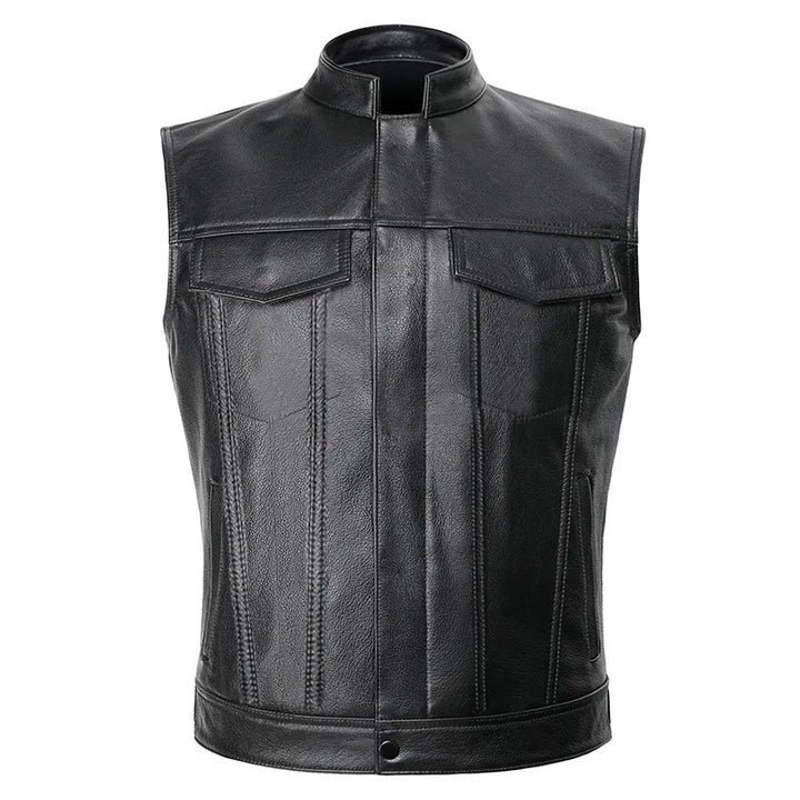 Men's Faux Leather Motorcycle Vest | Stylish Autumn Winter Biker Design 1