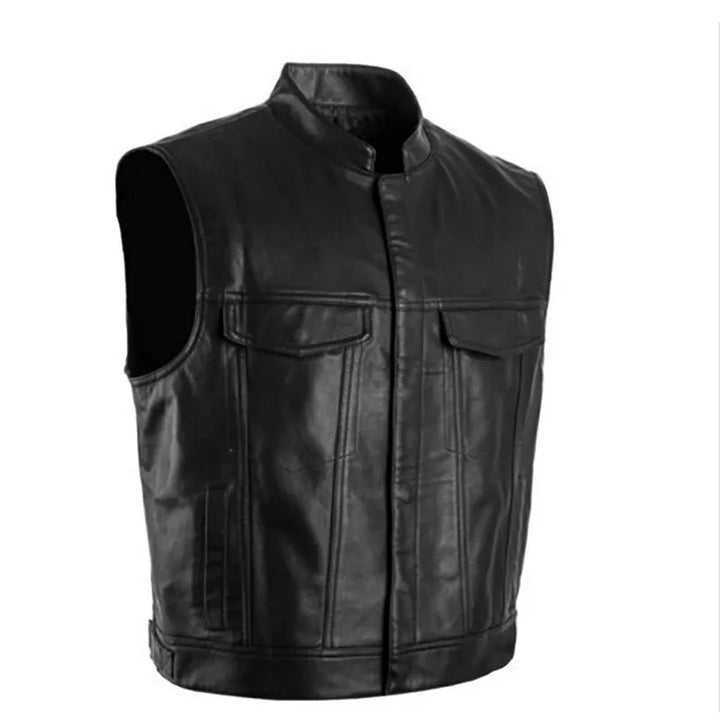 Men's Faux Leather Motorcycle Vest | Stylish Autumn Winter Biker Design 2