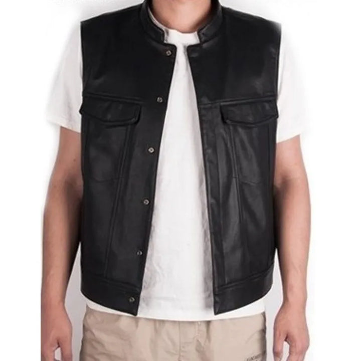Men's Faux Leather Motorcycle Vest | Stylish Autumn Winter Biker Design 3