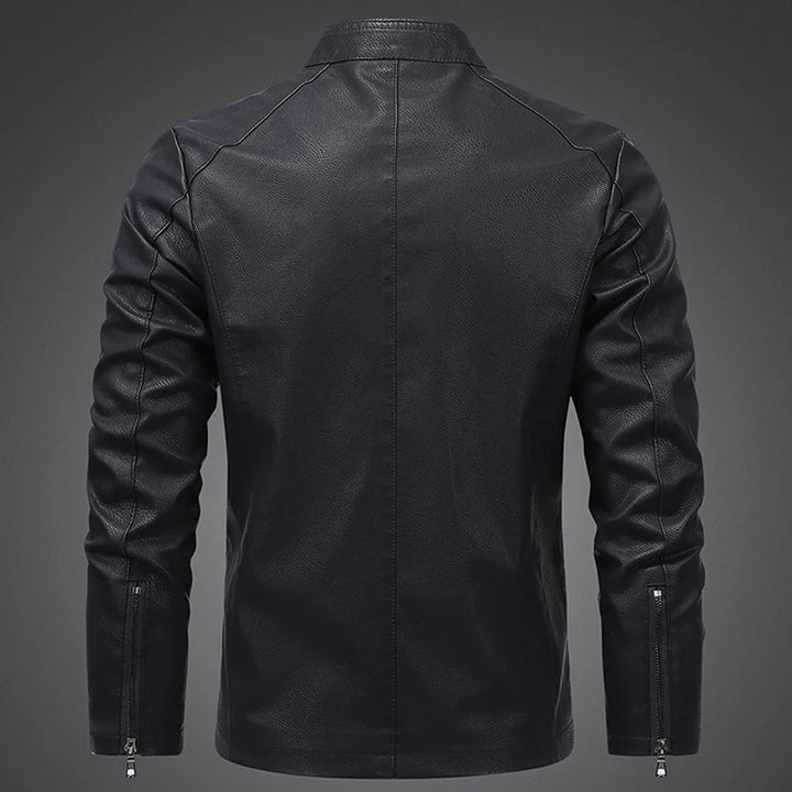 Men's Faux PU Leather Motorcycle Jacket | Bold Structured Autumn Style 3