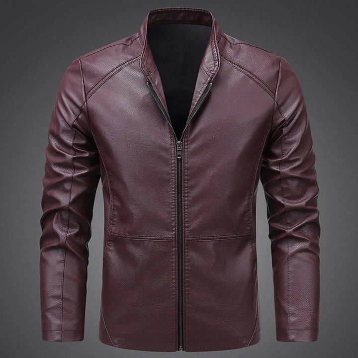 Men's Faux PU Leather Motorcycle Jacket | Bold Structured Autumn Style 4