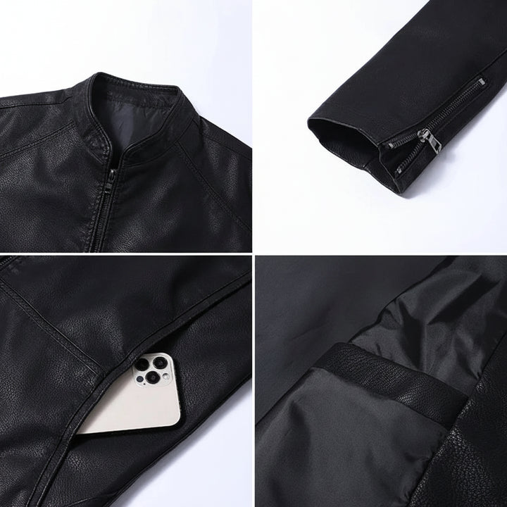 Men's Faux PU Leather Motorcycle Jacket | Bold Structured Autumn Style 5