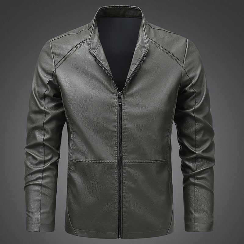 Men's Faux PU Leather Motorcycle Jacket | Bold Structured Autumn Style 7