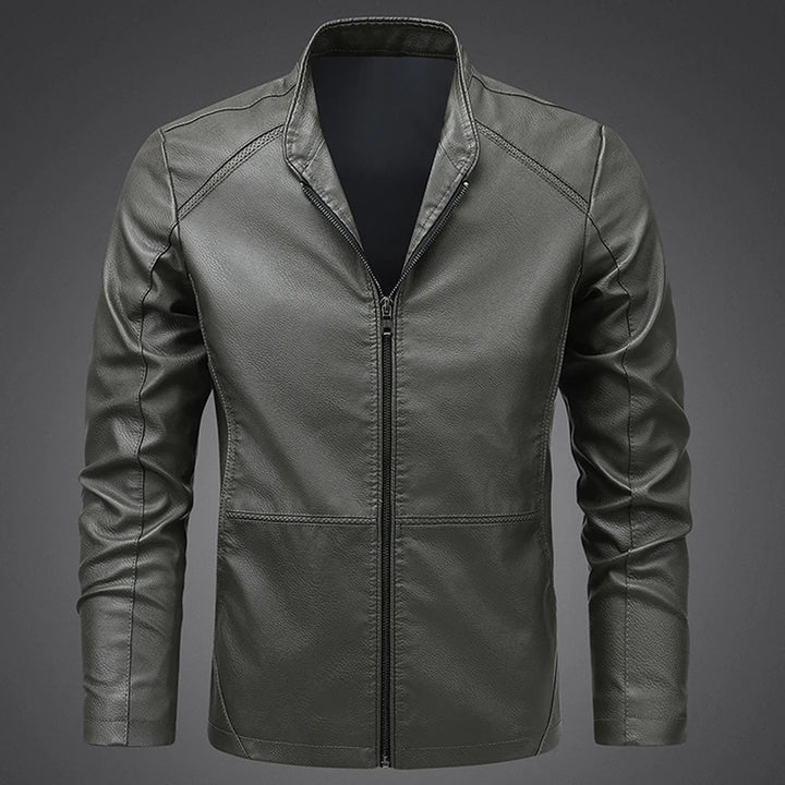 Men's Faux PU Leather Motorcycle Jacket | Bold Structured Autumn Style 7