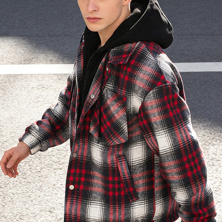 Men's Fleece-Lined Checkered Jacket | Warm Casual Outdoor Essential 0