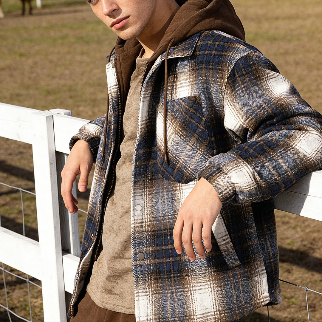 Men's Fleece-Lined Checkered Jacket | Warm Casual Outdoor Essential 1