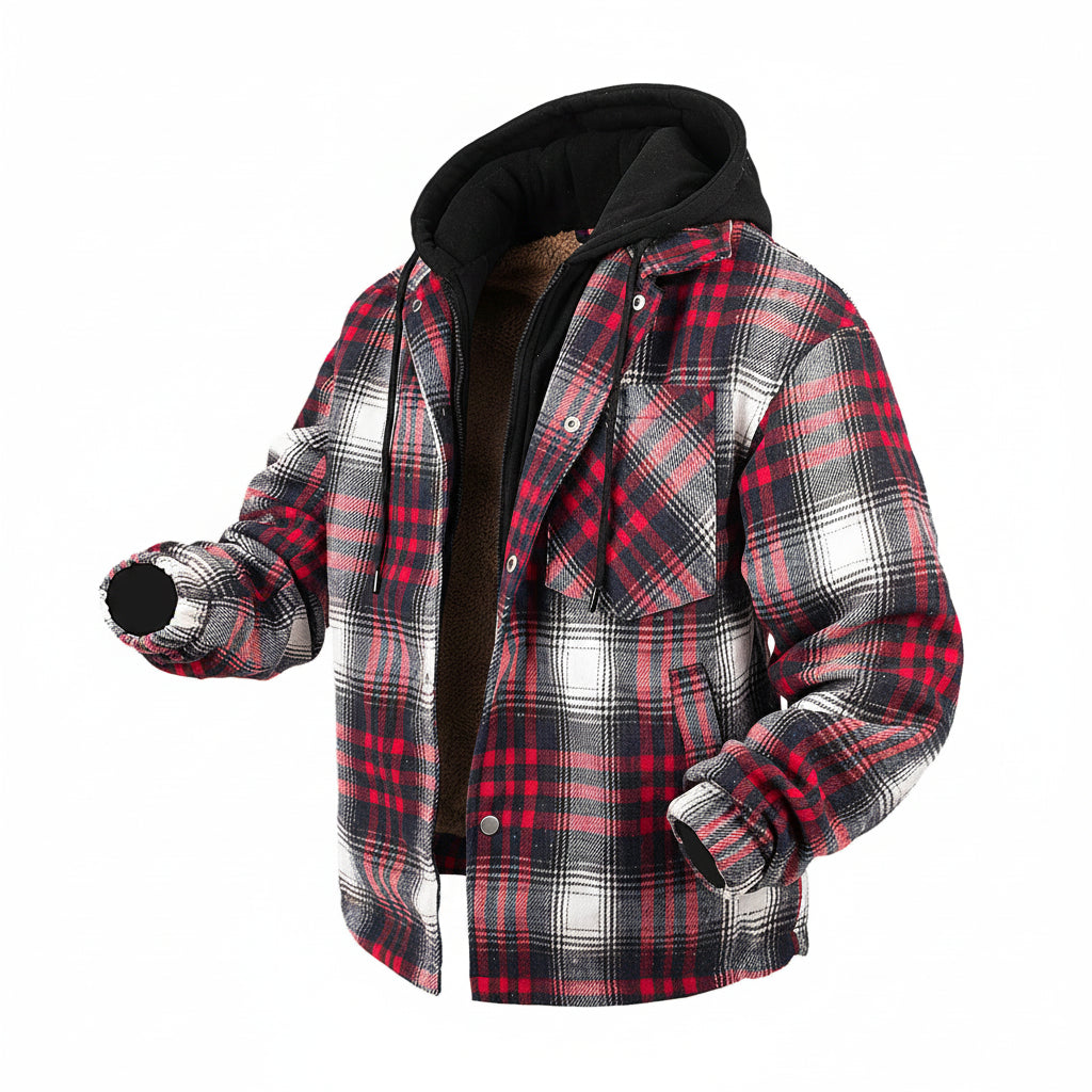 Men's Fleece-Lined Checkered Jacket | Warm Casual Outdoor Essential 8
