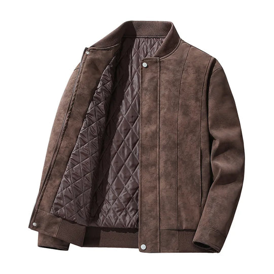 Men's warm fleece jacket with stand collar and relaxed winter fit