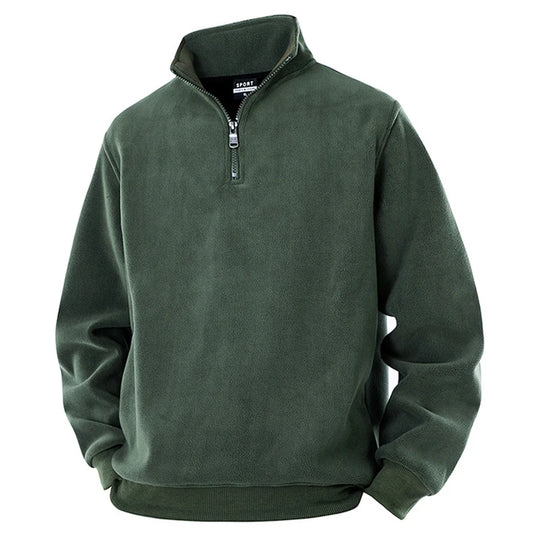 Men's fleece tactical hiking jacket with half-zip front