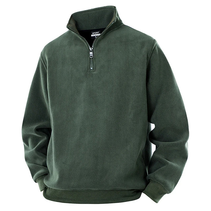 Men's fleece tactical hiking jacket with half-zip front