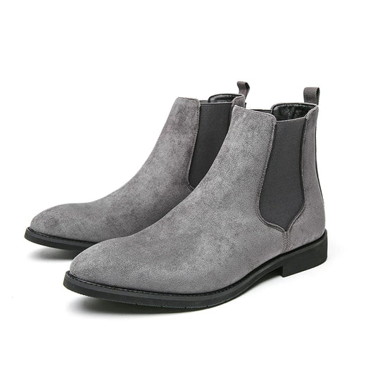 Men's flock Chelsea boots with soft textured ankle shape