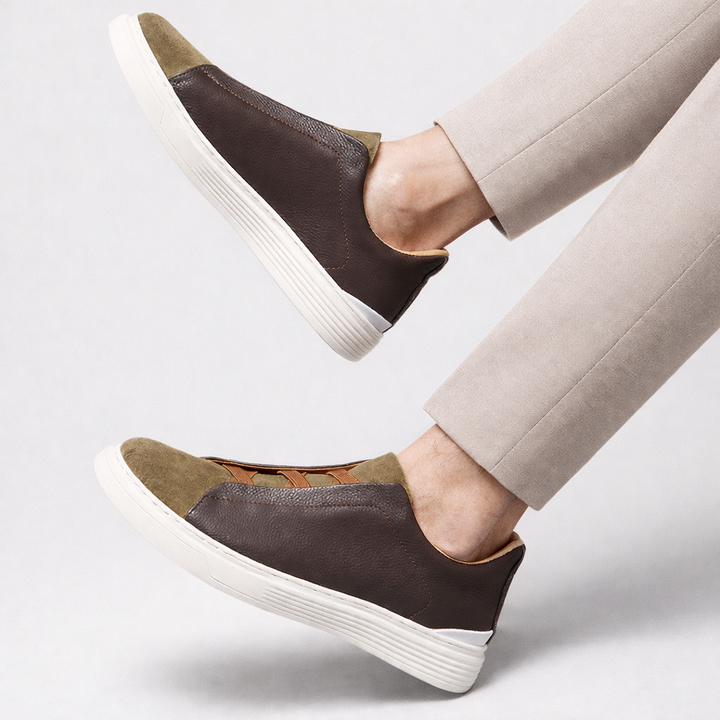 Men's Full-Grain Leather and Suede Sneakers | Refined All-Day Comfort Fit 1