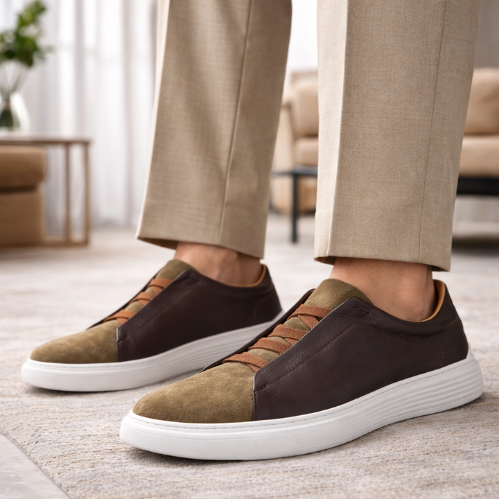 Men's Full-Grain Leather and Suede Sneakers | Refined All-Day Comfort Fit 2
