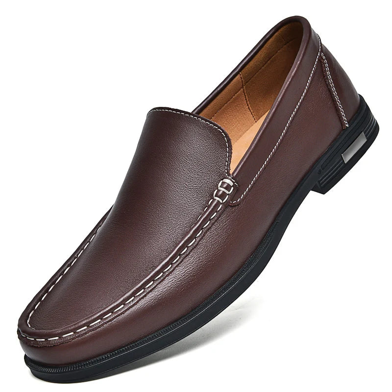 Men's Genuine Cow Leather Loafers | Structured All-Day Comfort Fit 0