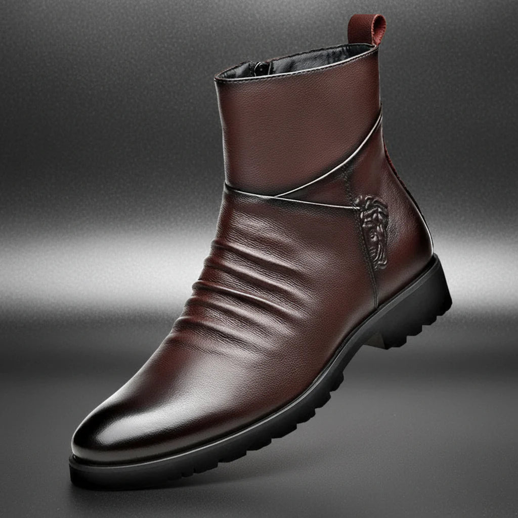 Men's Genuine Cowhide Mid Boots | Classic Winter Style with Warm Lining 0