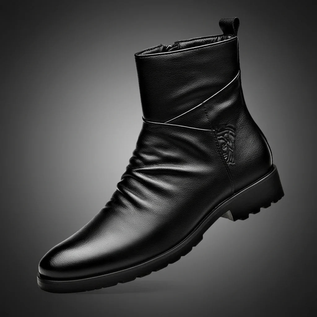 Men's Genuine Cowhide Mid Boots | Classic Winter Style with Warm Lining 1