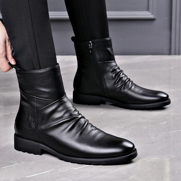 Men's Genuine Cowhide Mid Boots | Classic Winter Style with Warm Lining 2