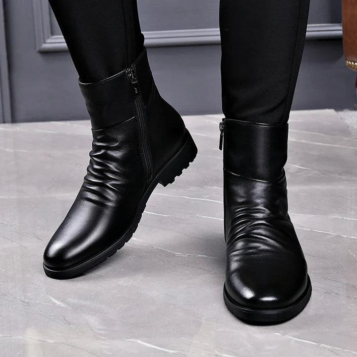 Men's Genuine Cowhide Mid Boots | Classic Winter Style with Warm Lining 3