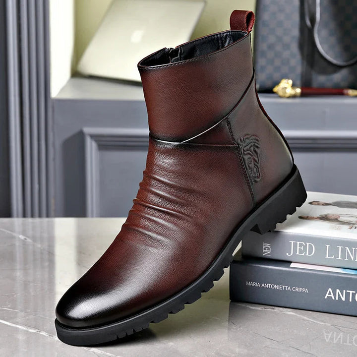 Men's Genuine Cowhide Mid Boots | Classic Winter Style with Warm Lining 4
