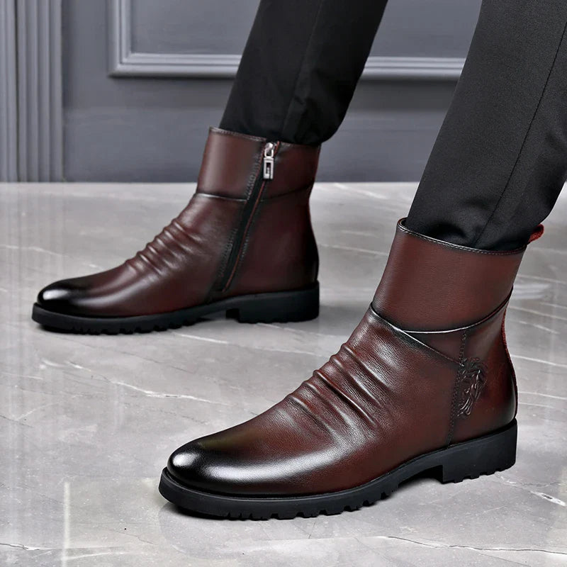 Men's Genuine Cowhide Mid Boots | Classic Winter Style with Warm Lining 5
