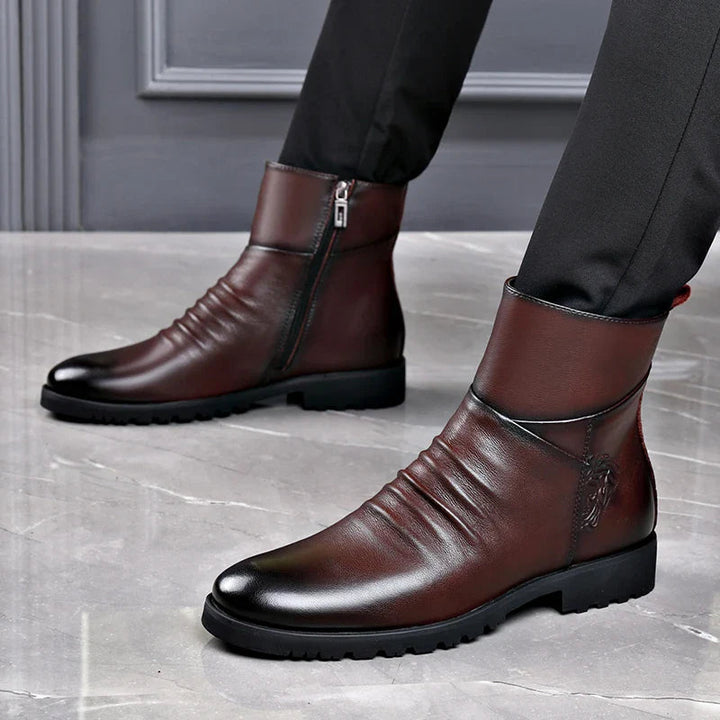 Men's Genuine Cowhide Mid Boots | Classic Winter Style with Warm Lining 5