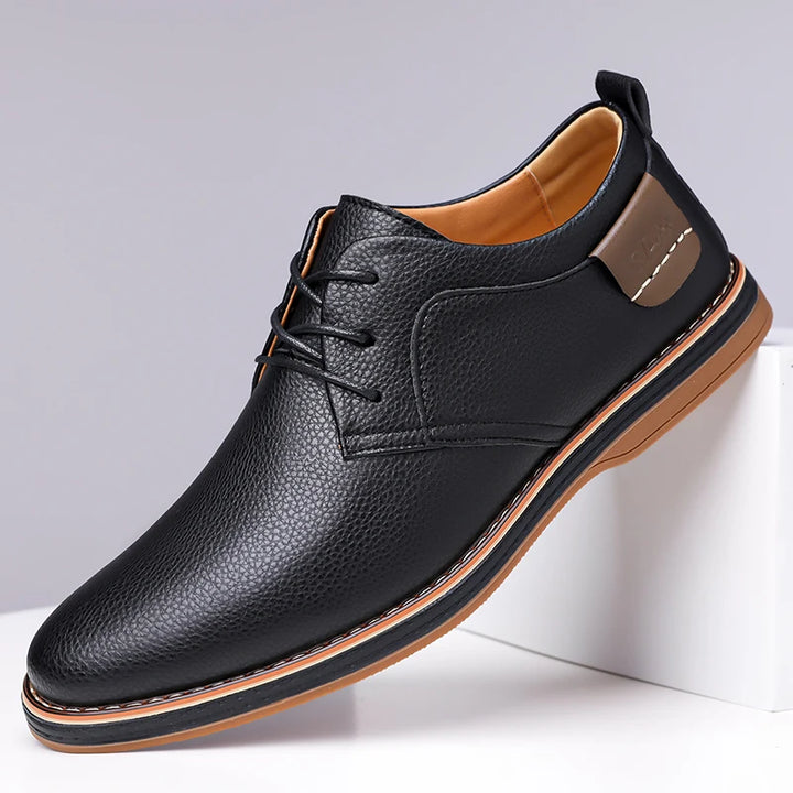 Men's genuine leather business shoes with breathable sole