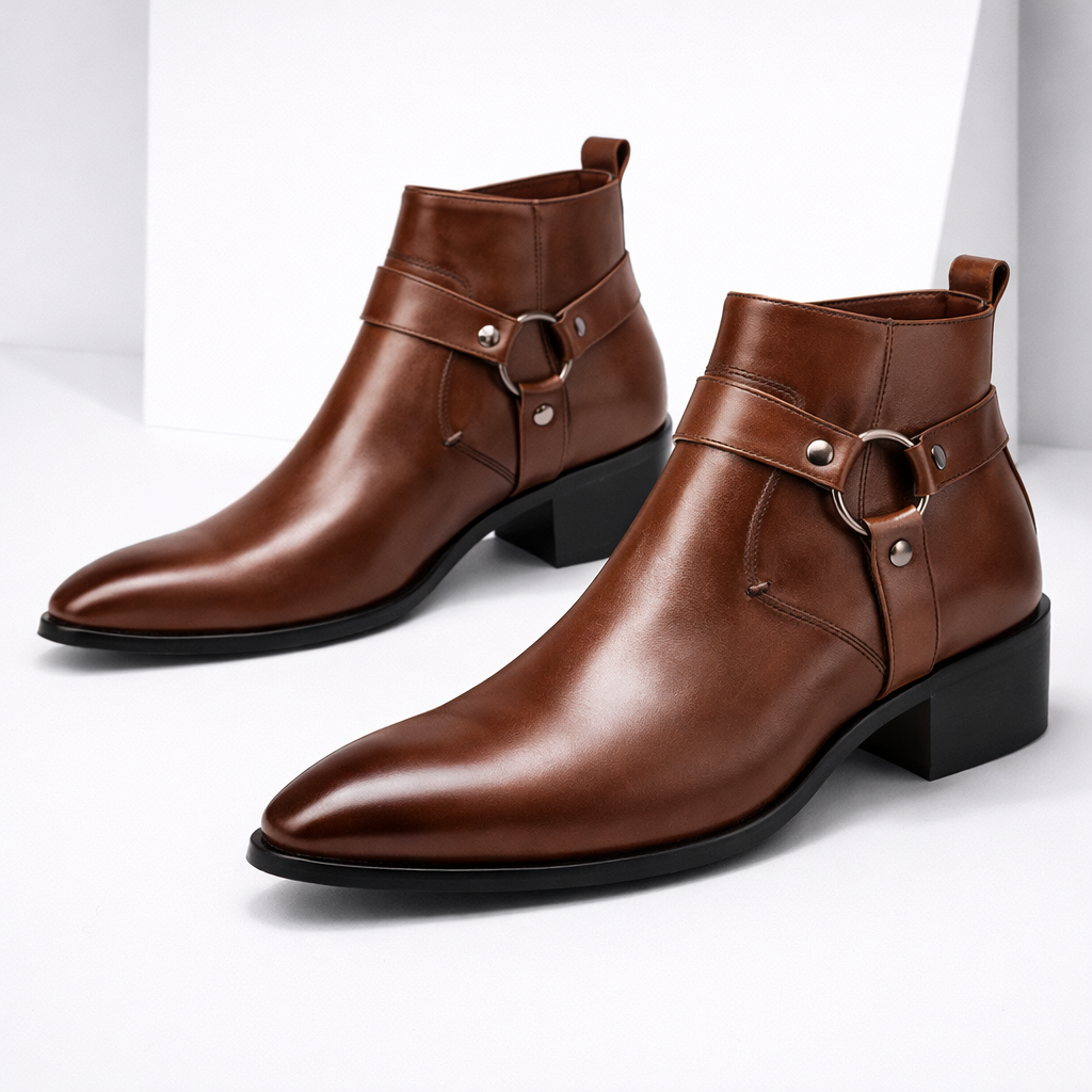 Men's Genuine Leather Harness Boots | Structured All-Day Comfort Design 0