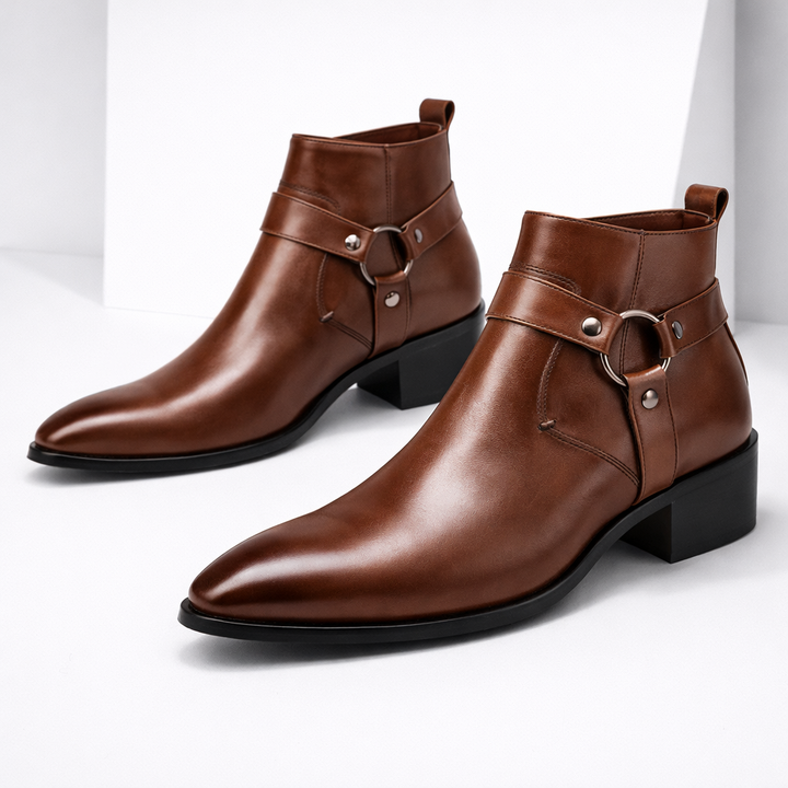 Men's Genuine Leather Harness Boots | Structured All-Day Comfort Design 0