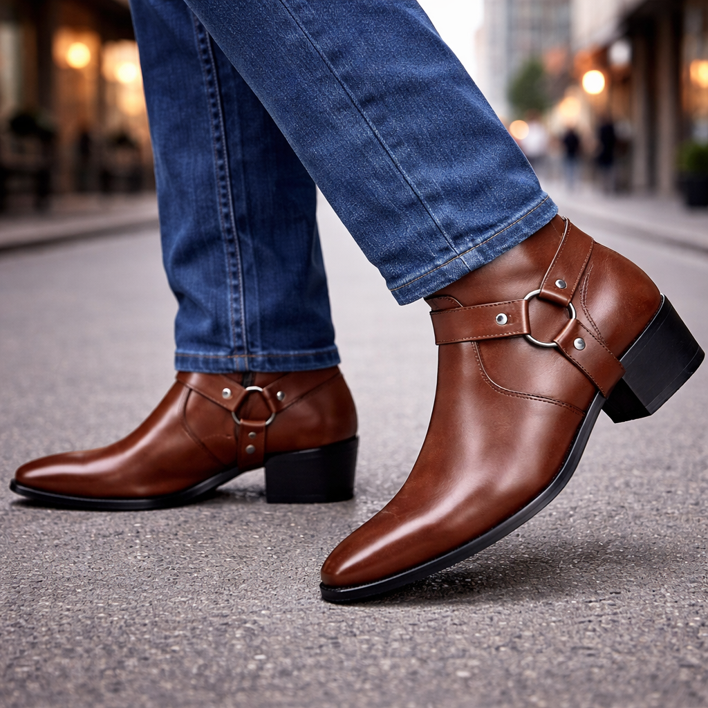 Men's Genuine Leather Harness Boots | Structured All-Day Comfort Design 3