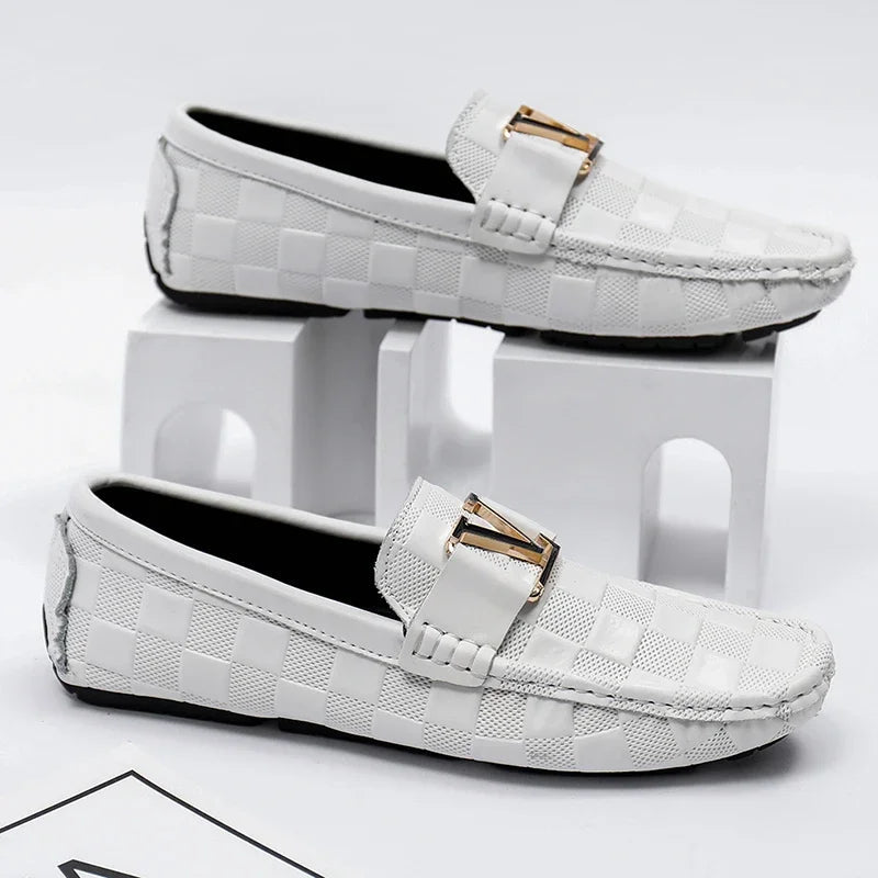 Men's Genuine Leather Loafers | Bold Woven Design Comfort 2