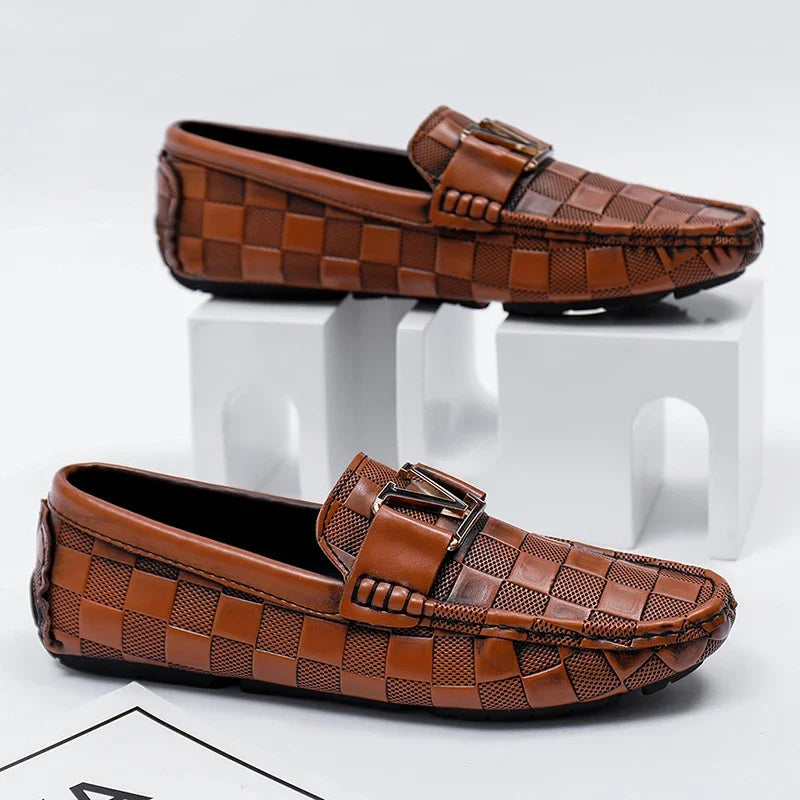 Men's Genuine Leather Loafers | Bold Woven Design Comfort 3