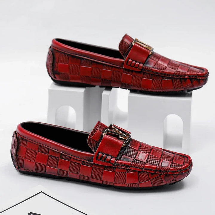 Men's Genuine Leather Loafers | Bold Woven Design Comfort 4