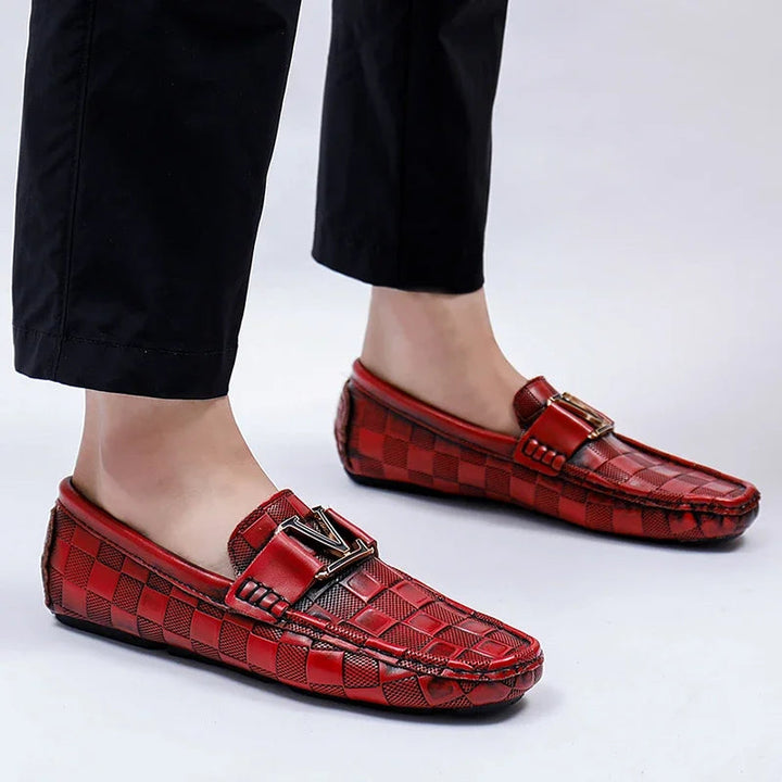 Men's Genuine Leather Loafers | Bold Woven Design Comfort 5