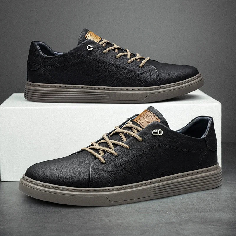 Men's Genuine Leather Low-Top Sneakers | Refined Casual Comfort 0