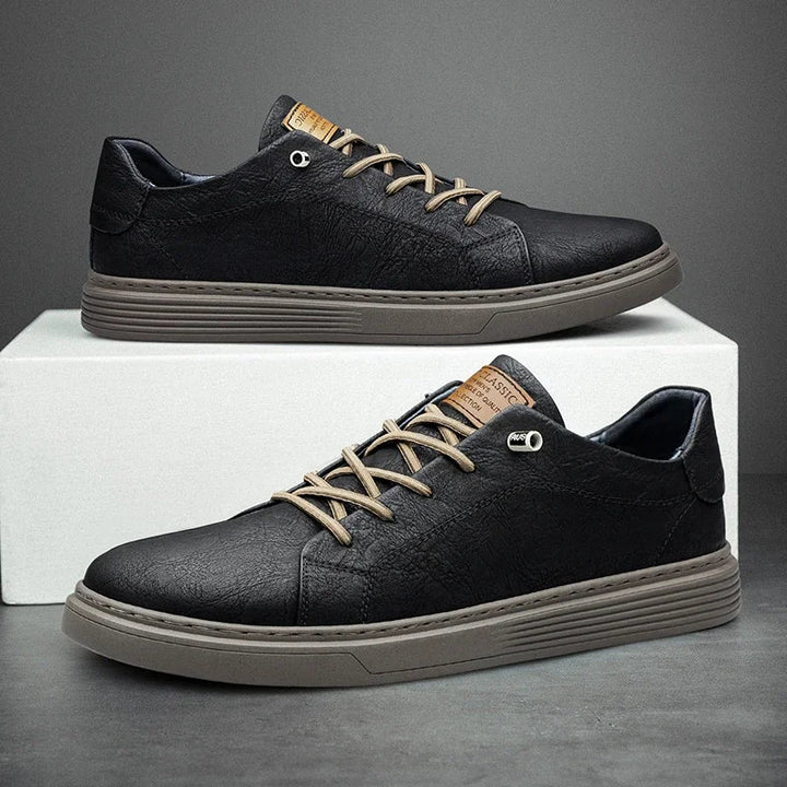 Men's Genuine Leather Low-Top Sneakers | Refined Casual Comfort 0