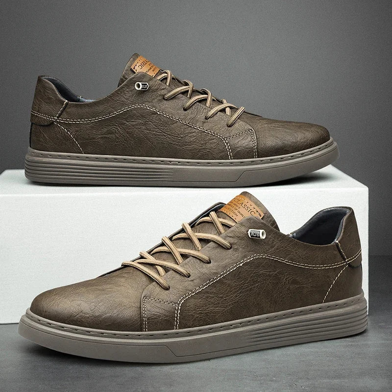 Men's Genuine Leather Low-Top Sneakers | Refined Casual Comfort 3