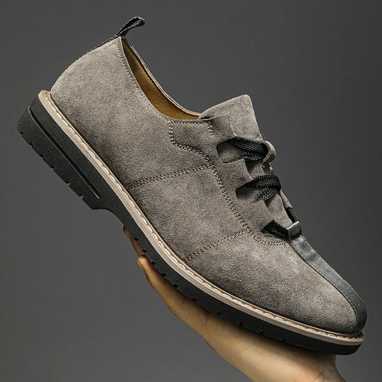 Men's genuine leather moccasin shoes with breathable suede upper