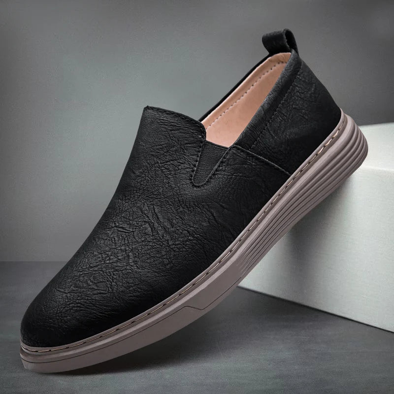 Men's leather penny loafers with soft slip-on sole