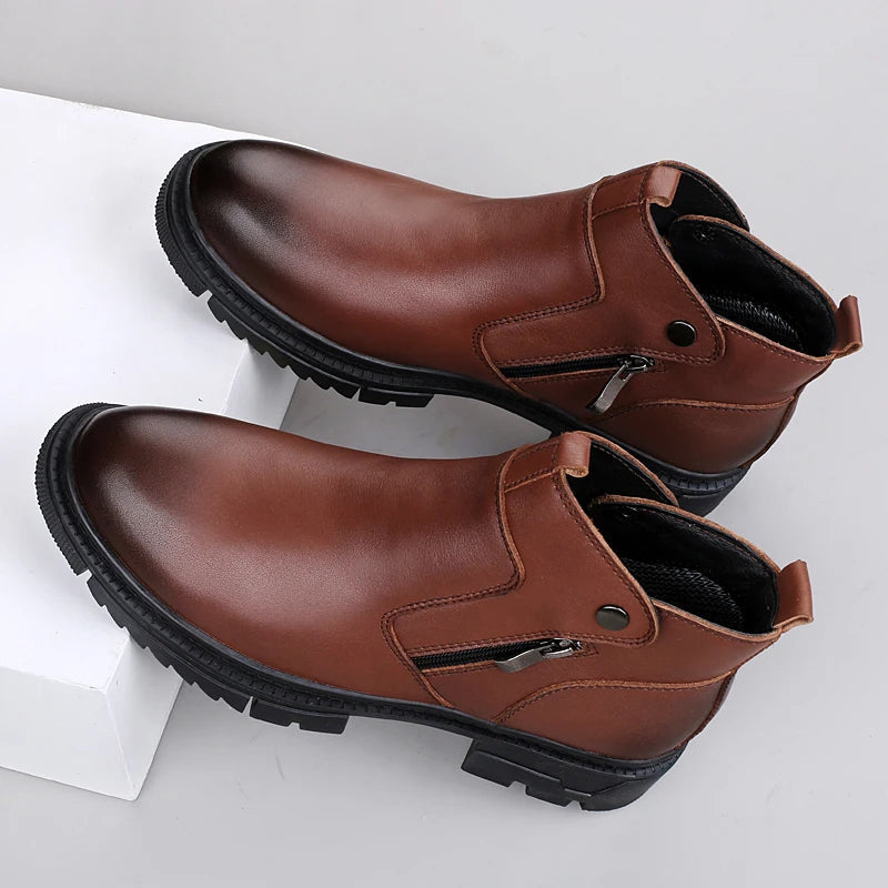 Men's Genuine Leather Side-Zip Boots | Premium Comfort and Stylish Design 1