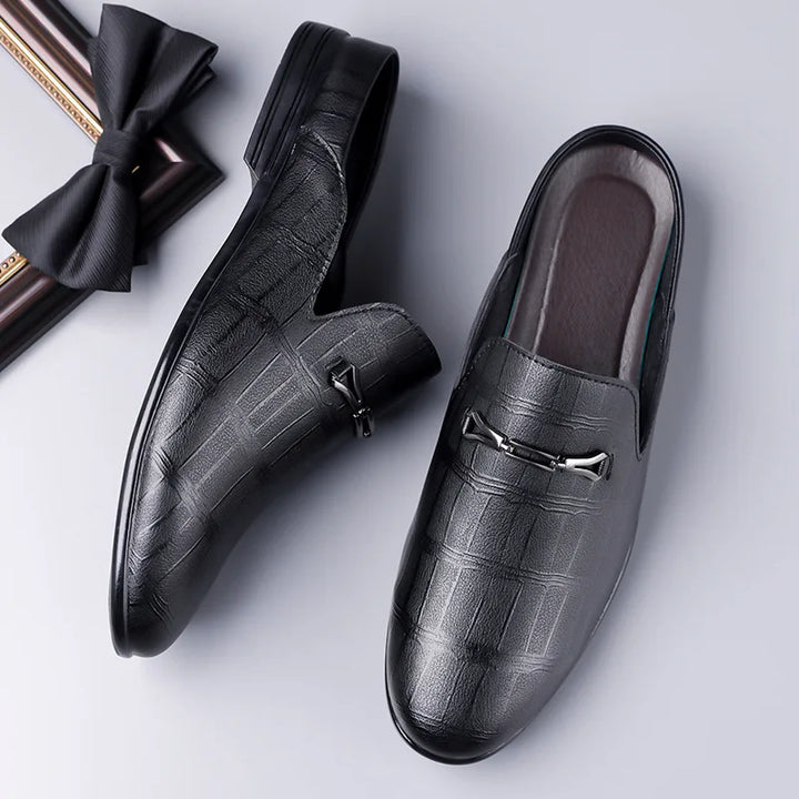 Men's Genuine Leather Slip-On Sandals | Comfortable Casual Summer Footwear